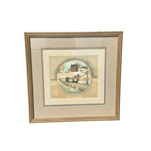 VTG 1991 P. Buckley Moss Amish Winter Scene Print Lancaster Ride Folk Art COA